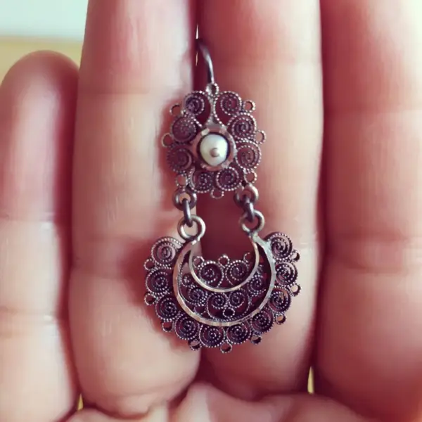 Aretes oaxaqueños de filigrana de plata mexicana 925 hechos a mano - Imagen 2